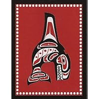 Killer Whale Pacfic Blanket and Trading Co Native American Style Wool Indian Blanket Salishhome 80x64 Red Black