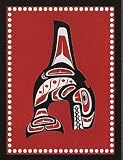 Native American Style Killer Whale Red Black Wool Indian Blanket