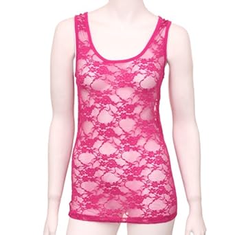 Magenta Cami Junior Cut Lace See Thru Top
