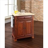 Best Buy Crosley Furniture Newport Natural Wood Top Kitchen Island in Cherry
