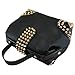 MG Collection Gothic Studded Doctor Style Convertible Top Handle Shoulder Handbag, Black, One Size