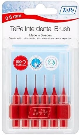 Tepe 0.5 mm Interdent Red Brushes - Pack of 6 by Molar Ltd