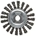 Weiler Vortec Pro Wire Wheel Brush, Threaded Hole, Carbon Steel, Partial Twist Knotted, 4" Diameter, 0.020" Wire Diameter, 5/8-11" Arbor, 20000 rpm