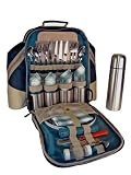 Super Deluxe Four Person Picnic Backpack in Two Tone Forest Green Outdoor Living