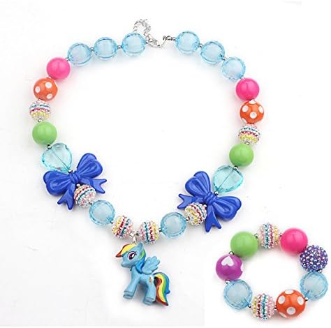 My Little Pony Chunky Bubblegum Necklace and Bracelet Set-Children-Toddler--Gift-Photo Prop-Jewelry-Bead Necklace-Rainbow Dash Necklace