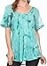 Sakkas Hana Tie Dye Relaxed Fit Embroidery Cap Sleeves Peasant Batik Blouse/Top