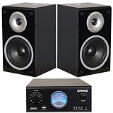 80 watt Amplifier & Speaker System with USB / MP3 playback (USB 3.5mm jack & RCA Phono inputs) - Ideal as a Home Stereo System or DJ Monitor System (Ideal to play music from USB Turntables) - Plug in your USB turntable to the USB amplifier, for full sound output, rather than just the small speakers on your Laptop or PC Computer (80w channel max) - Citronic DJ Kit Amp - UK Model