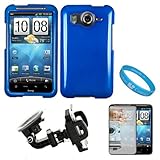 Glossy Magic Blue 2 Piece Protective Rubberized Crystal Hard Case for HTC I ....