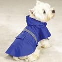 Dog Rain Coat - Blue w/Reflective Stripe - X-Small (XS)
