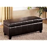 Espresso Bonded Leather Vanity Bench with Storage