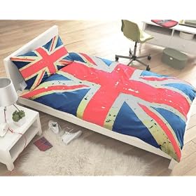 VINTAGE STYLE UNION JACK SINGLE DUVET SET