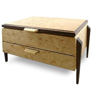Handcrafted Elevated Jewelry Chest with 1 Drawer, Birdseye Maple and Walnut Wood