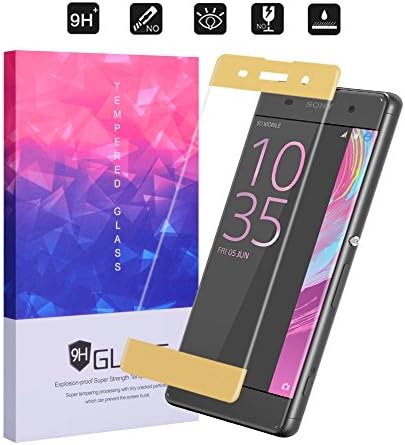 Sony Xperia XA Screen Protector, Qosea Full Coverage Ultra-thin 9H Hardness Crystal Clear Scratch Resistant Tempered Glass Screen Protector for Sony Xperia XA Smartphone(Golden)