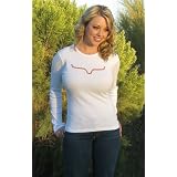 Long Sleeve Crew Neck T with Orange Horns