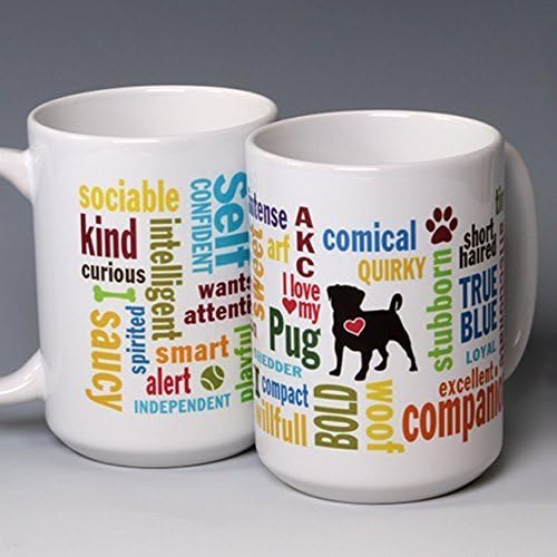 15 oz. Personalize this Ceramic Pug Coffee/Tea Mug ~ perfect for a dog or pet lover ~ can be customized