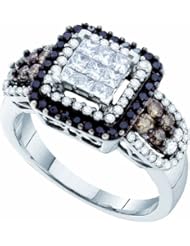 1.0ctw Brown Diamond Invisible Ring 14K White Gold w/ 103 Diamonds