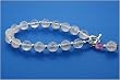 Faceted Rose Quartz and Sterling Silver Bracelet with Swarovski Crystal
