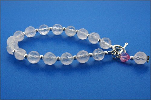 Click here to buy Faceted Rose Quartz and Sterling Silver Bracelet with Swarovski Crystal.
