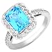 1/2ctw Diamond and Blue Topaz (9x7mm) Ring in 14k White Gold (HI/I1)