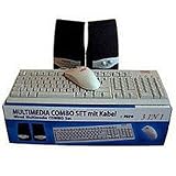 Sansun Multimedia Combo-Set Tastatur PS/2 + Maus + Lautsprecher Hellgrau
