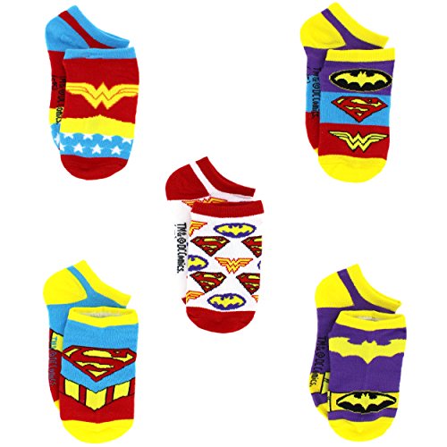 Justice League Girls Teen 5 pack Socks (Little Kid/Big Kid/Adult)