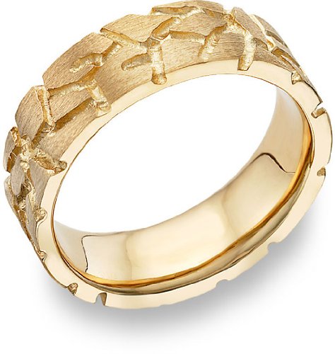 Nugget Design Wedding Band, 14K Yellow Gold