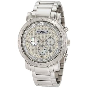 Akribos XXIV AK439SS Dazzling Silver Stainless Diamond Chronograph Men's Watch