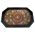 Etched & Painted Black Lacquer Tray