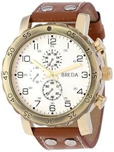 Breda Men's 1635-G Steve Oversized Industrial Stud Leather Watch