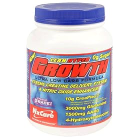 NxCare Lean Hyper Growth Xtreme Creatine Delivery System and Nitric Oxide Enhancer, Ultra Low Carb Formula, Xtreme Grape, 1.87 lbs.