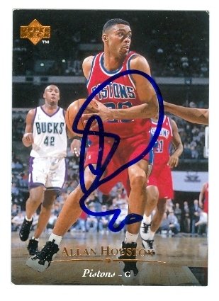 Allan Houston Autographed/Hand Signed Basketball Card (Detroit Pistons) 1995 Upper Deck #14
