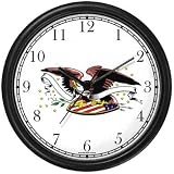 American Eagle and US Shield Americana Wall Clock by WatchBuddy Timepieces (Black Frame)