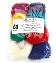 Wool Roving 12''-Vio/Yel/Grn/Wht/Blu/Red/Tur/Pur