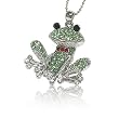 Crystal Green Happy Frog Pendant Necklace Fashion Jewelry