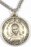 Sterling Silver Our Lady of Loreto Medal Pendant,27 endless, stainless steel chain