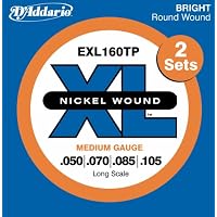 D'Addario EXL160TP Medium Gauge Nickel Wound Bass Strings XL 50-105 Long-Scale, 2 Sets