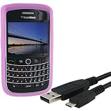 Blackberry Pink Silicone Skin Case (HDW27288005) and Micro-USB 2.0 Data Cable (ASY18683001) for Blackberry Onyx 9700