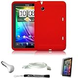 RED Cover Protective Slim Durable Silicon Skin Case for HTC Flyer 3G WiFi H ....