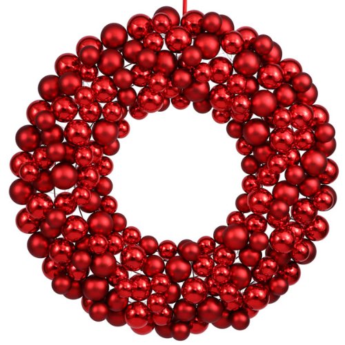 Buy 36" Red Hot Shatterproof Christmas Ball Ornament Wreath with best
price