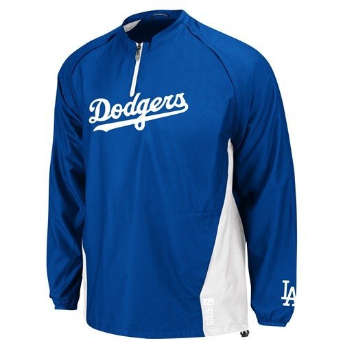 MLB Men's Los Angeles Dodgers Gamer Jacket Long Sleeve 1/4 Zip V-Neck Gamer Jacket (Pro Dark Royal/Pro White, Small)