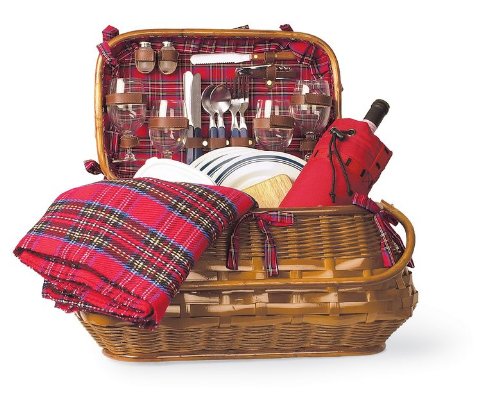 Highlander Rattan & Bamboo Picnic Basket for 4