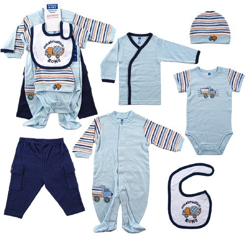 Hudson Baby 6-Piece Construction Zone Layette Set - Blue, Newborn