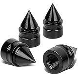 Impaler Spike Style Polished Aluinum Black Tire Vavle Stem Caps (Pack of 4)