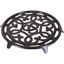 Cast Iron scrolls vintage style round rustic French country style trivet, French import