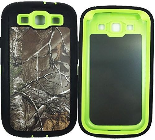 Galaxy s3 Case, Kecko Dual Layers Heavy Duty Tree Camo Military Grade Shock Absorbing Scratch Resistant Tough Hybrid Armor Protective Case w/ Built-in Screen Protector for S3 (Xtra Green)