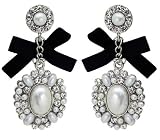 White Pearl, Crystal and Black Bow Bridal Earring - Wedding Jewelry White Pearl, Crystal and Black Bow Bridal Earring - Wedding Jewelry