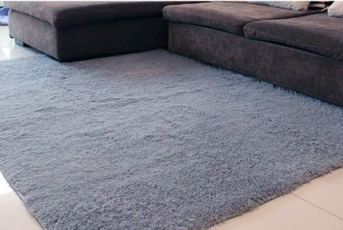 Crystal Cup Super Soft Modern Shag Area Rugs Living Room Carpet Bedroom Rug for Children Play Solid Home Decorator Floor Rug and Carpets 4- Feet By 5- Feet(Grey)