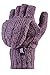 Women's Pair of Heat Holder Thermal Cable knit FINGERLESS mitten cap Gloves Purple