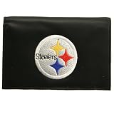 Pittsburgh Steelers Black Embroidered Leather Trifold Wallet - B...