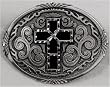 Diamondcut Black Enamel Cross Buckle, Religious Buckle